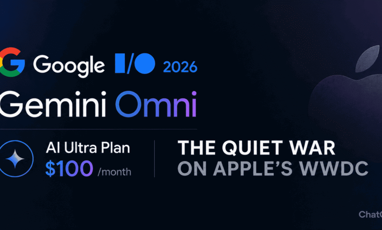 Google IO 2026 AI announcements featuring Sundar Pichai presenting Gemini 3.5 Flash, AI glasses, and Antigravity 2.0.