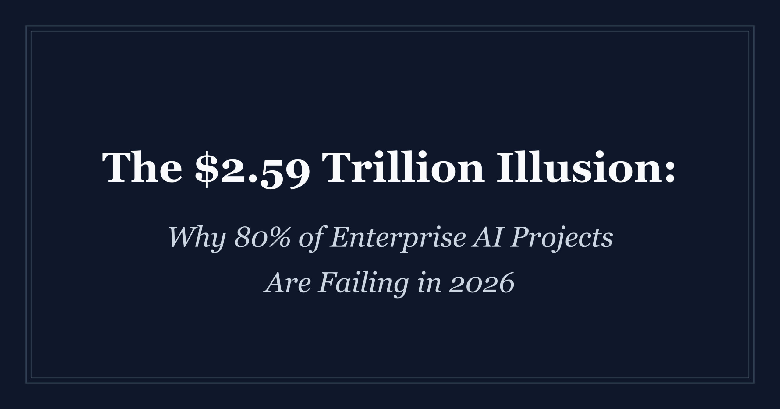 Enterprise AI ROI 2026 statistics showing 80% project failure rate across global organizations