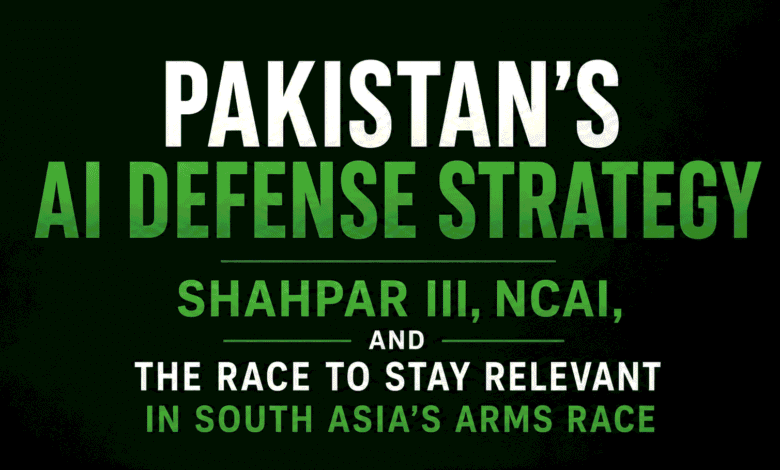 Pakistan AI defense strategy 2026 highlighting Shahpar III drone, NCAI initiatives, and South Asia’s arms race.