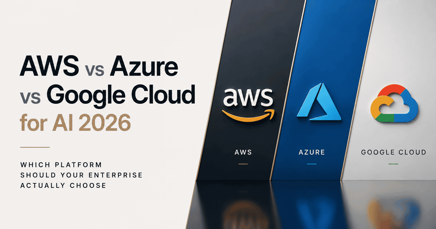AWS vs Azure vs Google Cloud AI 2026 enterprise comparison visual showing logos and platform choice for AI strategy.