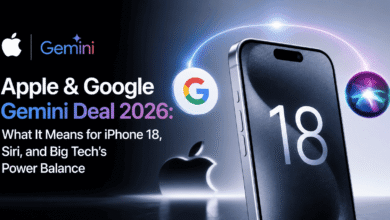 Apple Google Gemini deal 2026 — AI partnership visual featuring iPhone 18, Siri, and Google integration.