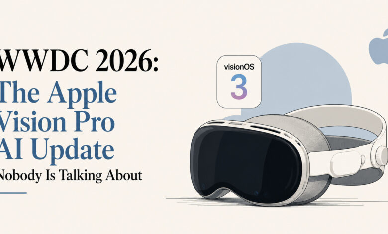 Apple Vision Pro AI features 2026 showing visionOS 27 wheelchair control enterprise intelligence and Siri 2.0 update