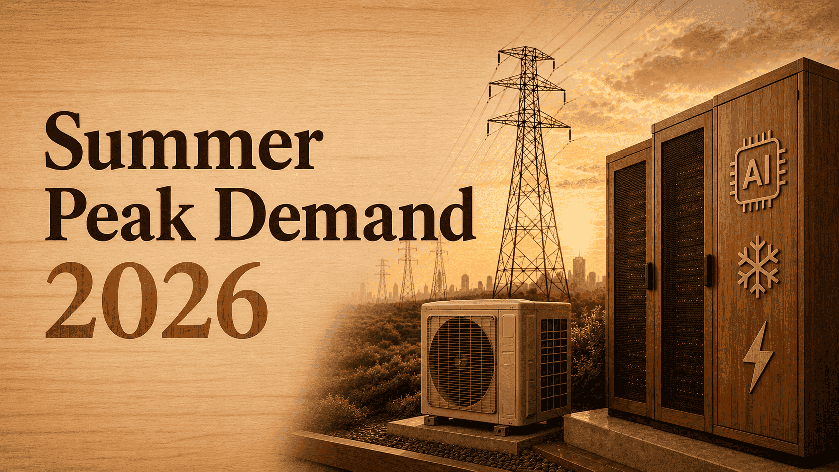Summer peak demand 2026 showing AI data center electricity load competing with air conditioning on the US power grid