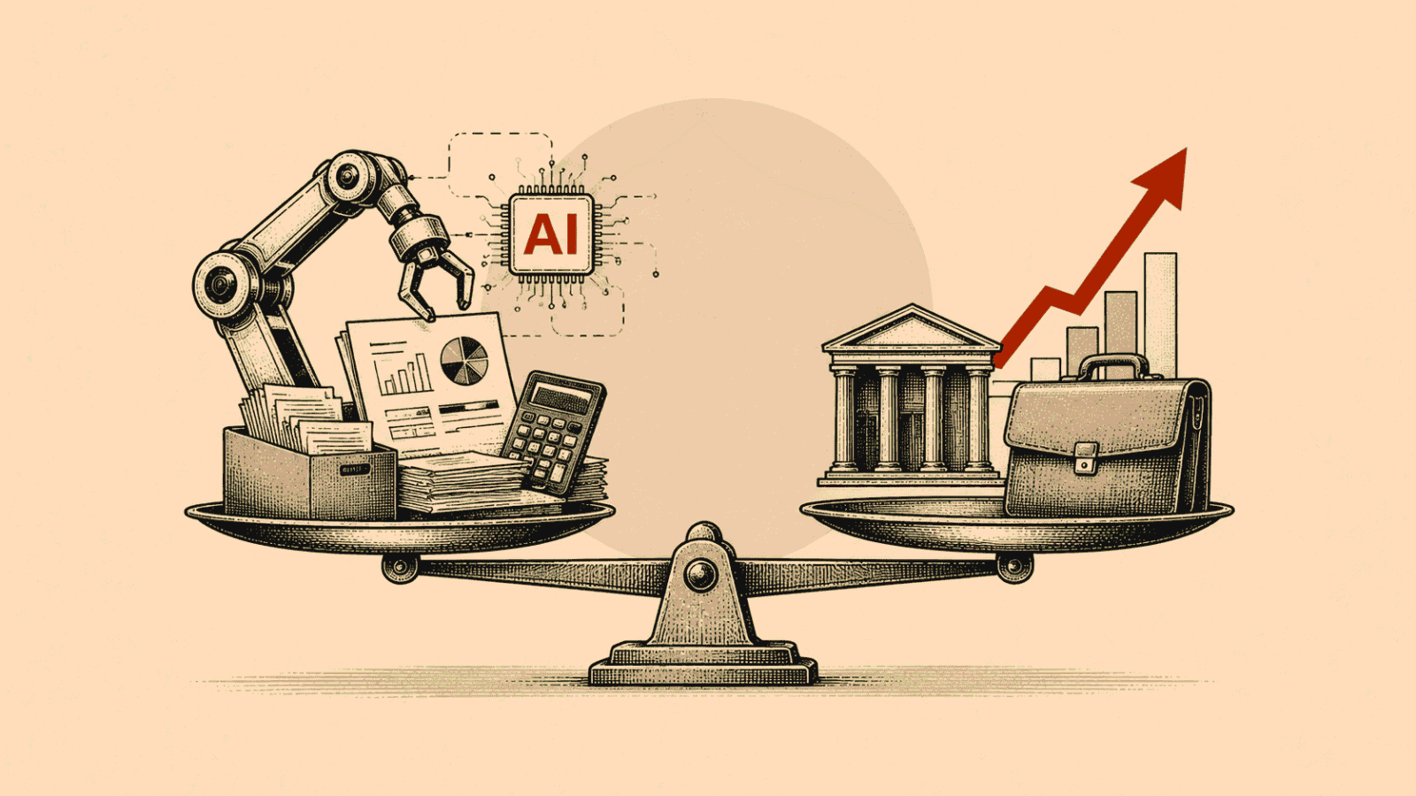 Will AI replace finance jobs in 2026 showing routine tasks moving to AI while human work shifts toward judgment